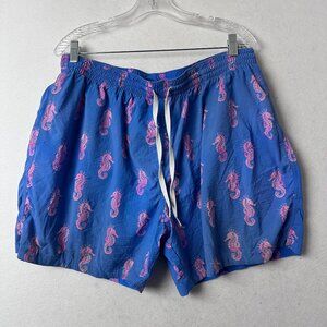 Chubbies Mens Size 2XL 5.5" inseam‎ swim shorts lined blue pink seahorses